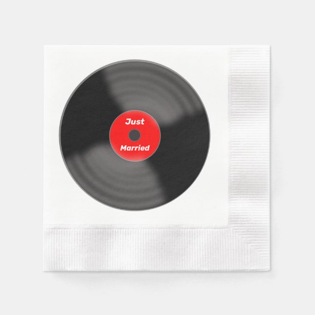 Just Married Record Paper Napkins  (Front)