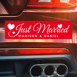 Just Married Red Personalized Newlywed Wedding Car Magnet<br><div class="desc">Just Married Personalized Name Newlywed Wedding Car Magnet. Personalize this custom design with the names of the bride and groom or with your own text.</div>