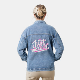 Just married Retro Script with hearts Denim Jacket