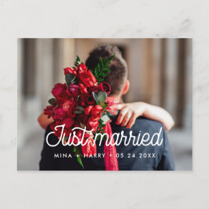 Just married Retro vintage wedding photo Postcard