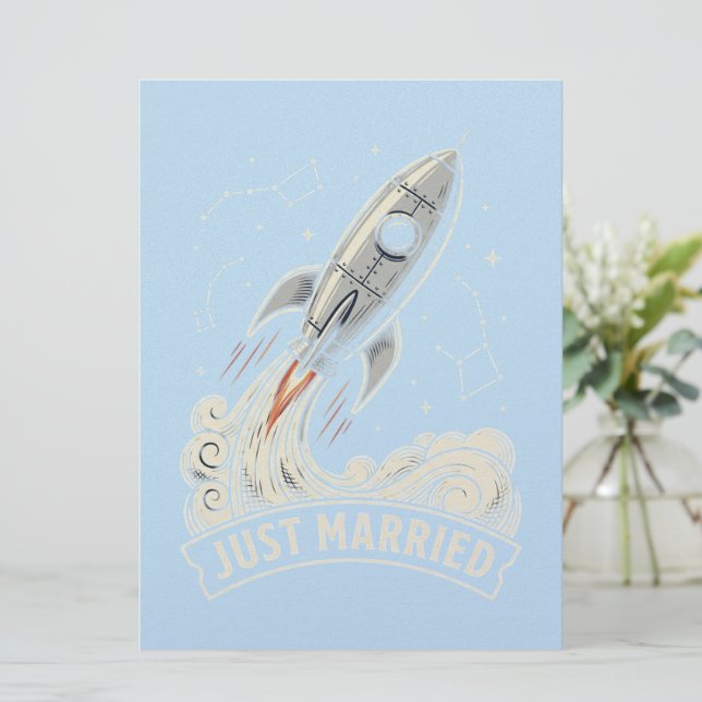 Just Married Rocket Announcement (Standing Front)