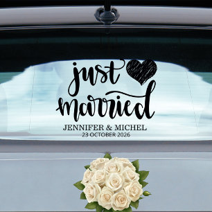 Just Married romantic black script wedding car Window Cling