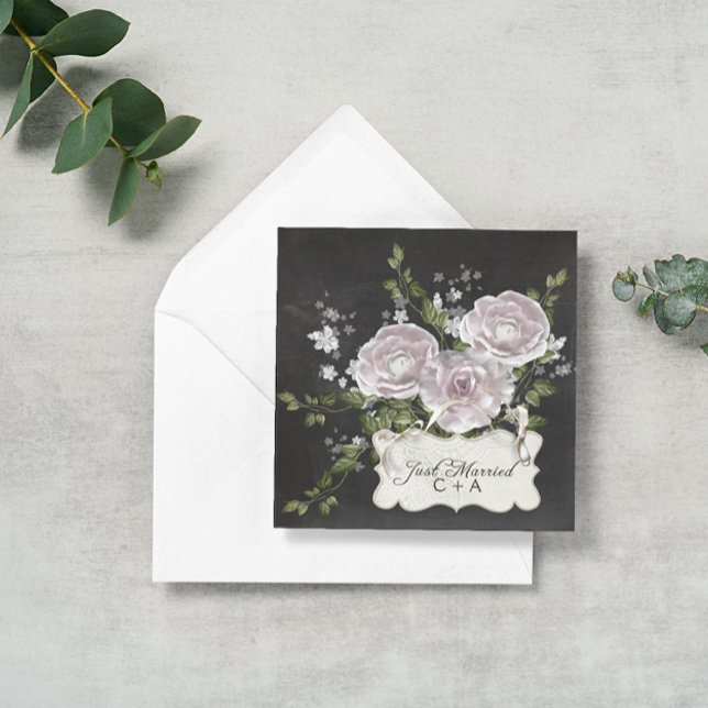 Just Married! Romantic Floral Elegant Post Wedding Invitation (Creator Uploaded)