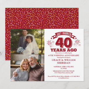 Just Married Ruby 40th Wedding Anniversary 2 Photo Invitation