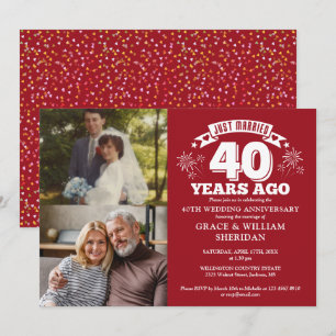 Just Married Ruby 40th Wedding Anniversary 2 Photo Invitation