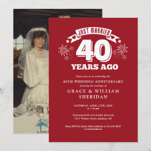 Just Married Ruby 40th Wedding Anniversary Photo Invitation