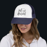 Just Married Script | Personalized Trucker Hat<br><div class="desc">Let the whole world know about your recent matrimony with this unique black-and-white script themed dad hat. 

It features the words "just married" in script style font.</div>