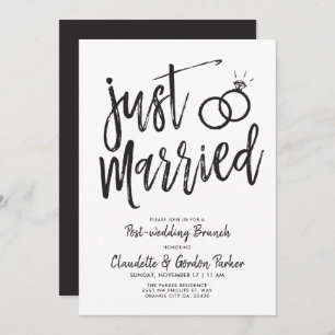Just Married Script Post-Wedding Brunch   Party Invitation