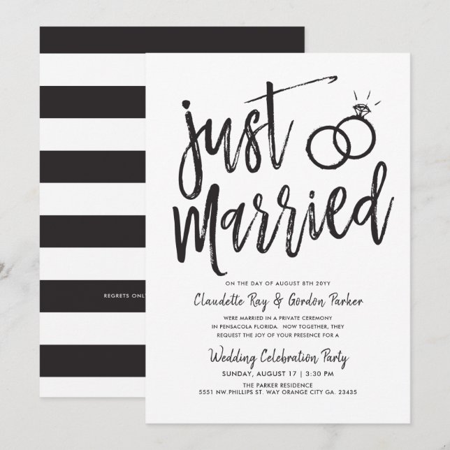 Just Married Script | Post Wedding Party Invitation (Front/Back)