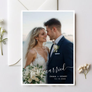 Just Married Script Wedding Photo Announcement