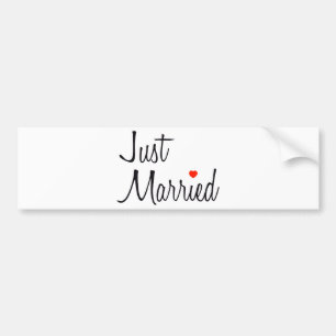 Just Married (Script With Red Heart) Bumper Sticker