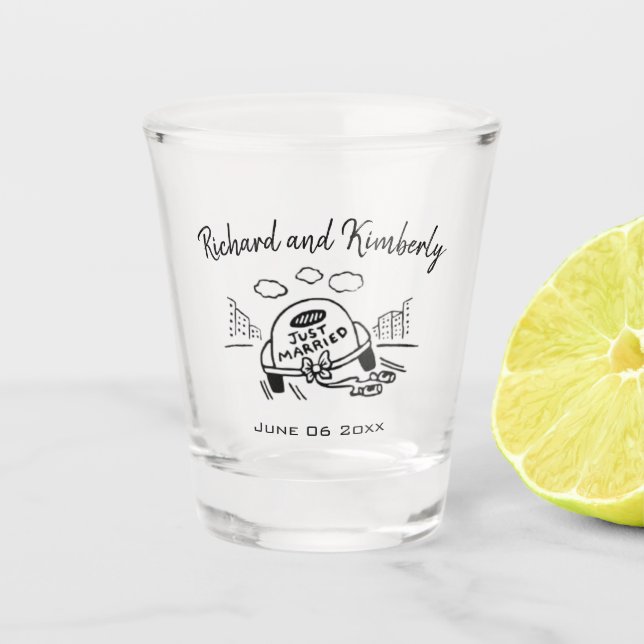 Just Married Shot Glass (Front)