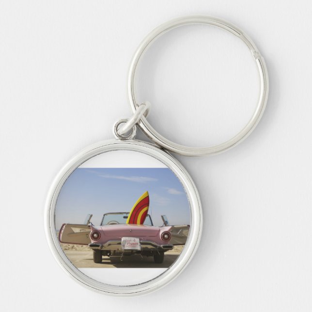 Just Married Sign And Surfboard Keychain (Front)