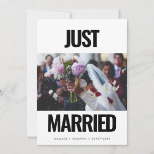 Just married Simple minimalist wedding photo Announcement