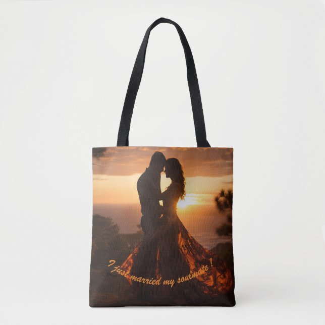 Just married soulmate tote bag (Front)