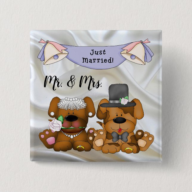 Just Married- Square Button (Front)