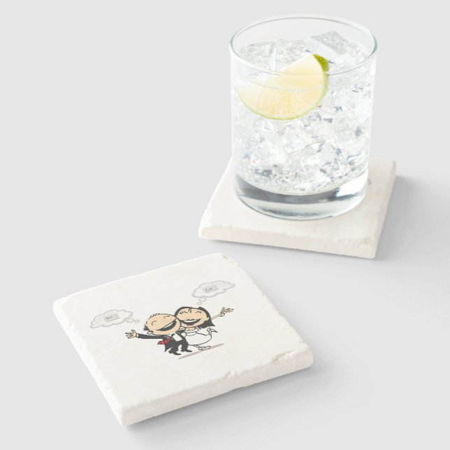 Just married stone coaster (Side)