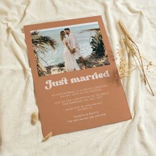 Just married Stylish retro Brown sugar photo card