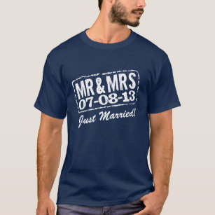 Just married t shirt with wedding date   Mr & Mrs
