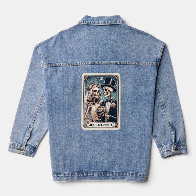 Just Married Tarot Card Denim Jacket (Back)