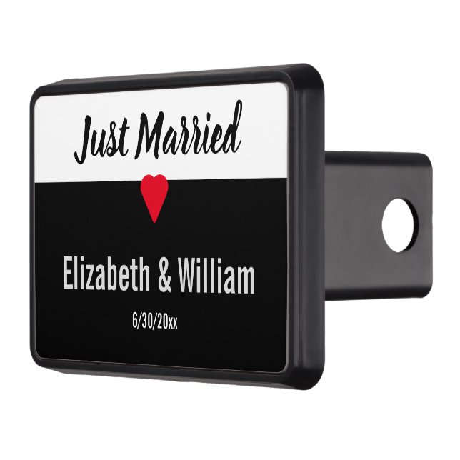 Just Married Template Trailer Hitch Cover (Left)