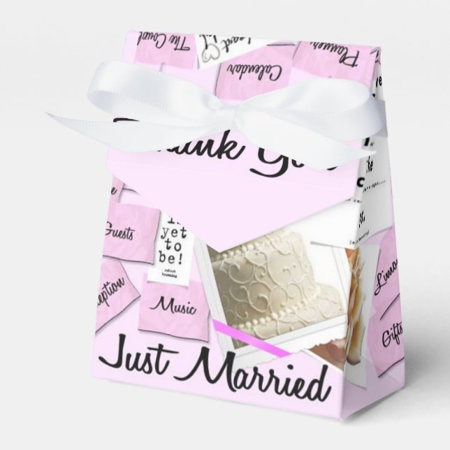 Just Married Thank You Wedding Favour Box (Front Side)