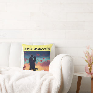 JUST MARRIED THROW PILLOW