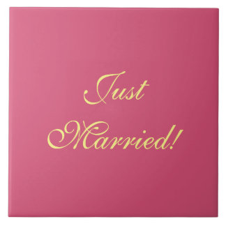 Just Married! tiles Pink Yellow Add your text