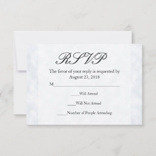 Just Married, Two Gold Bands/Clouds RSVP Card
