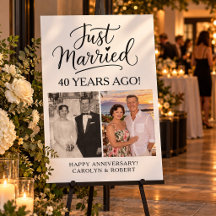 Just Married! Wedding Anniversary Party Sign