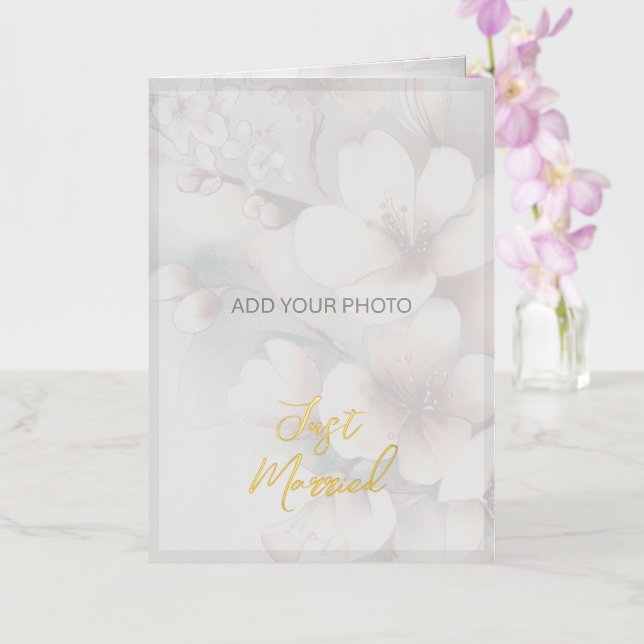 Just Married Wedding Announcement Folded Foil Card (Orchid)