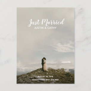Just Married Wedding Announcement Modern Elegant Postcard