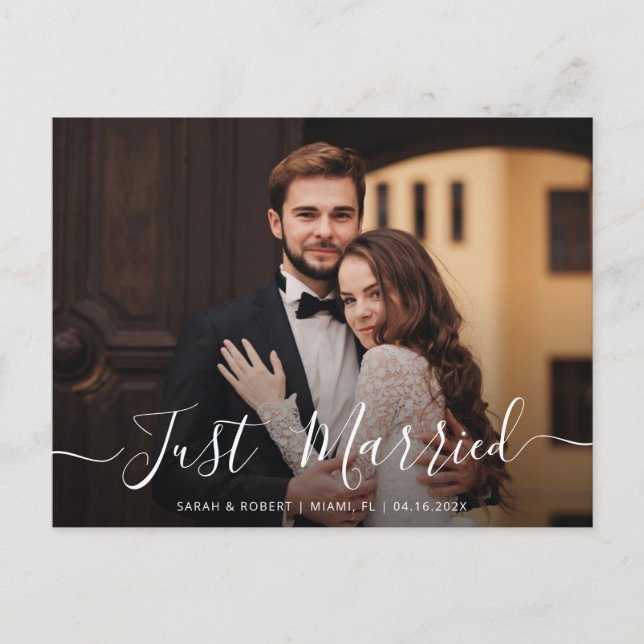 Just married wedding announcement postcard (Front)