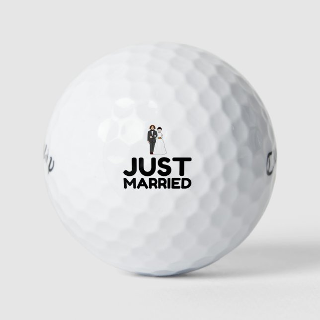 JUST MARRIED WEDDING BRIDE GROOM GOLF BALLS (Front)