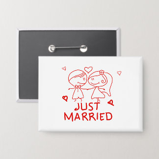 Just Married Wedding Button – Cute Newlywed Couple