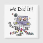 Just Married Wedding Car Magnet<br><div class="desc">A stick figure bride and groom in the wedding car that reads Just Married and is trailing strings of tin cans on newlywed T-shits,  mugs,  magnets,  bags,  cards,  stickers,  pillows,  wall clocks,  water bottles,  keepsake boxes and tiles and so much more!</div>