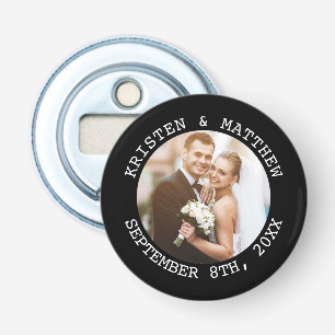 Just Married Wedding Couple Photo Bottle Opener