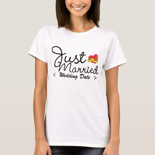 Just Married "Wedding Date" T-Shirt (Front)