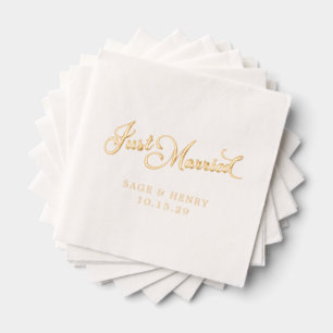 Just Married Wedding Foil Napkins
