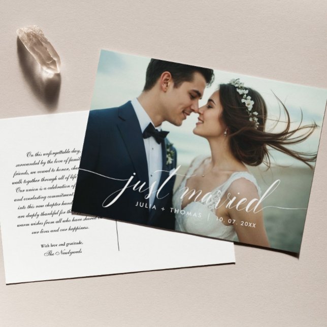 Just Married Wedding Folded Announcement Postcard (Creator Uploaded)