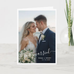 Just Married Wedding Folded Photo Announcement