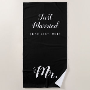 Just Married   Wedding Honeymoon Beach Towel