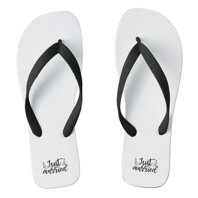 Just Married Wedding Marriage Slippers Flip Flops (Footbed)