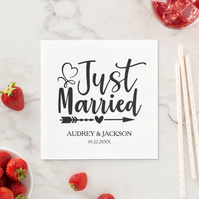 Just Married Wedding Napkin (Insitu)