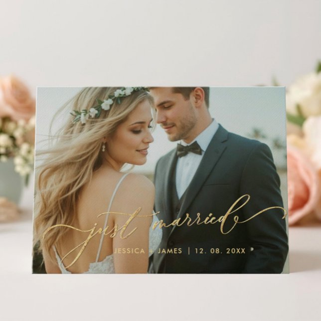 Just Married Wedding Photo Folded Announcement (Creator Uploaded)