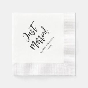 Just Married Wedding Reception Bar Napkin