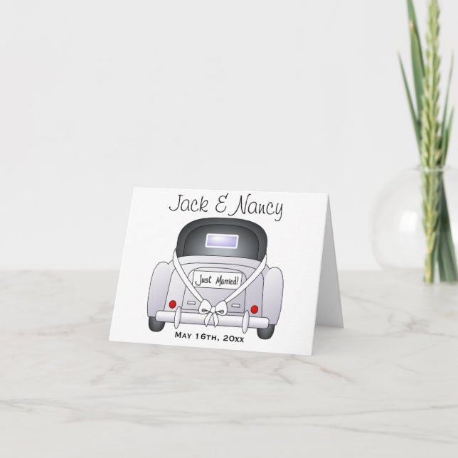 Just Married Wedding Thank You Card (Front)