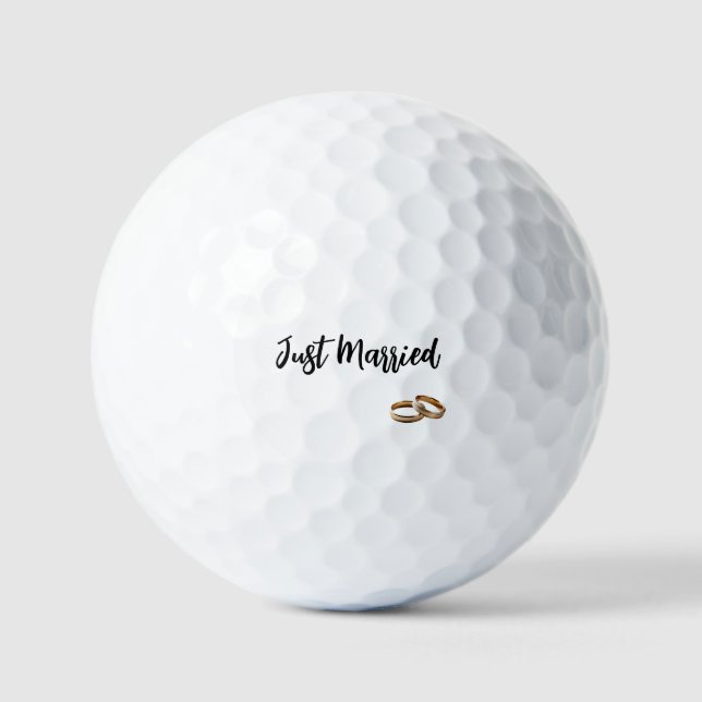 Just Married Weddings Rings Golf Balls (Front)