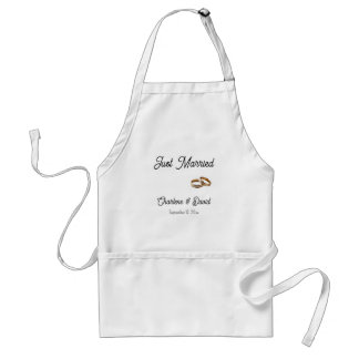 Just Married Weddings Rings Personalized Name Date Standard Apron