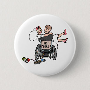 Just Married Wheelchair 2 Inch Round Button